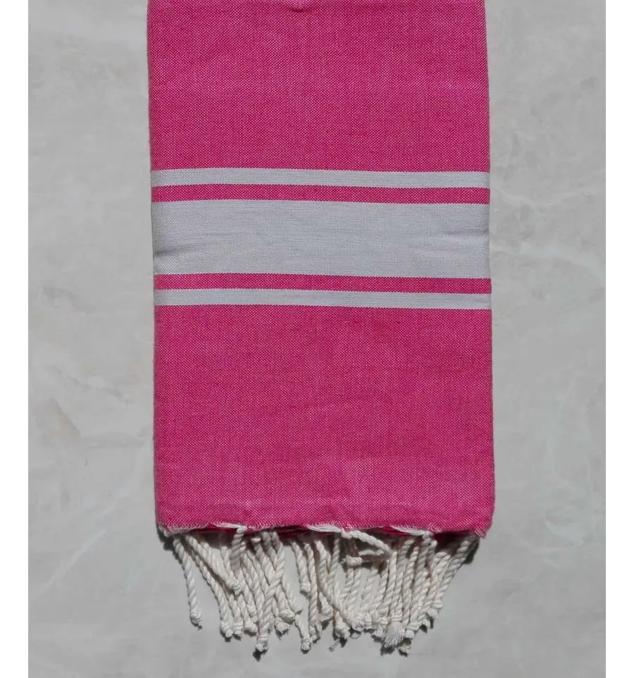 Fouta rosa con strisce grigio chiaro 