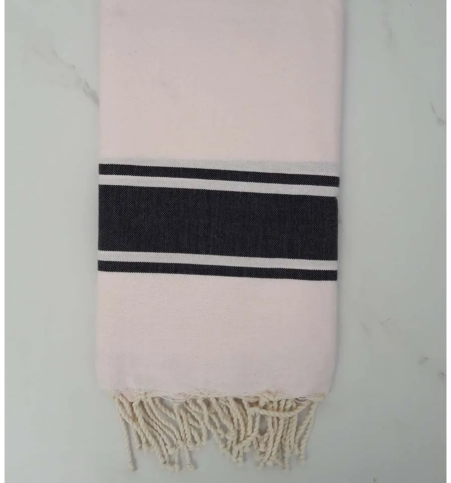 Fouta rosa chiaro con strisce grigio anthracite 