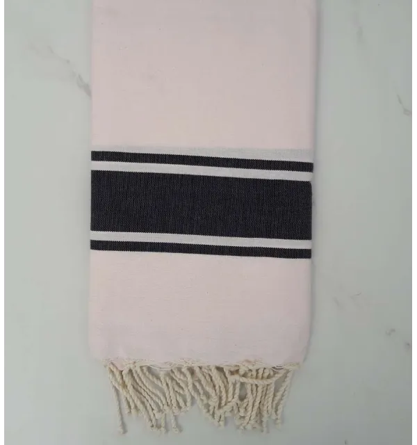 Fouta rosa chiaro con strisce grigio anthracite 