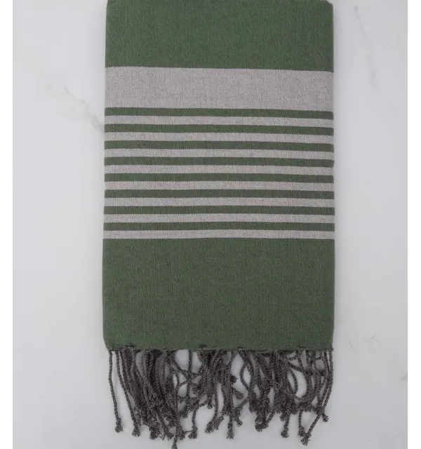 Fouta arturo verde veronese righe greige 