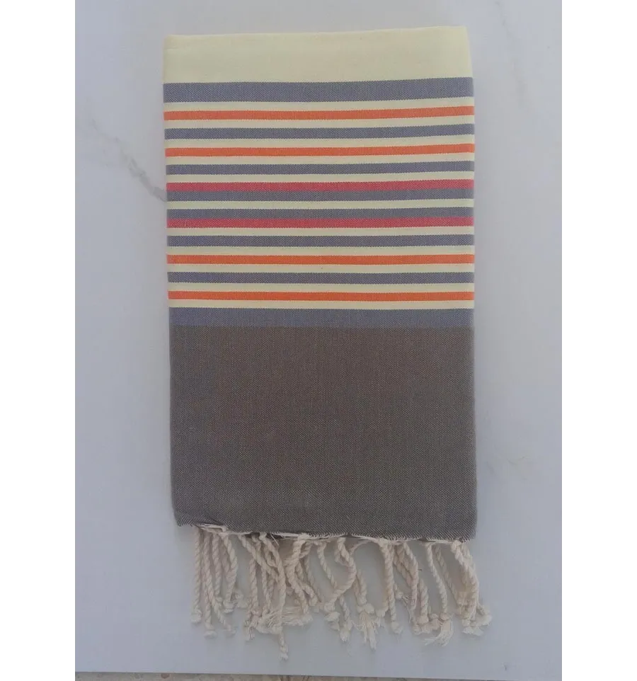 Fouta piatta giallo chiaro e grigio 