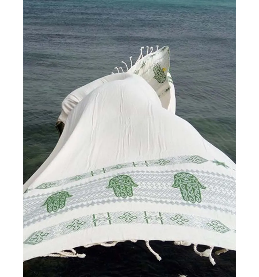 Fouta khomsa verde primavera scuro 