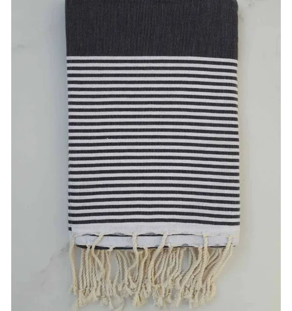 Fouta grigio con strisce bianche 