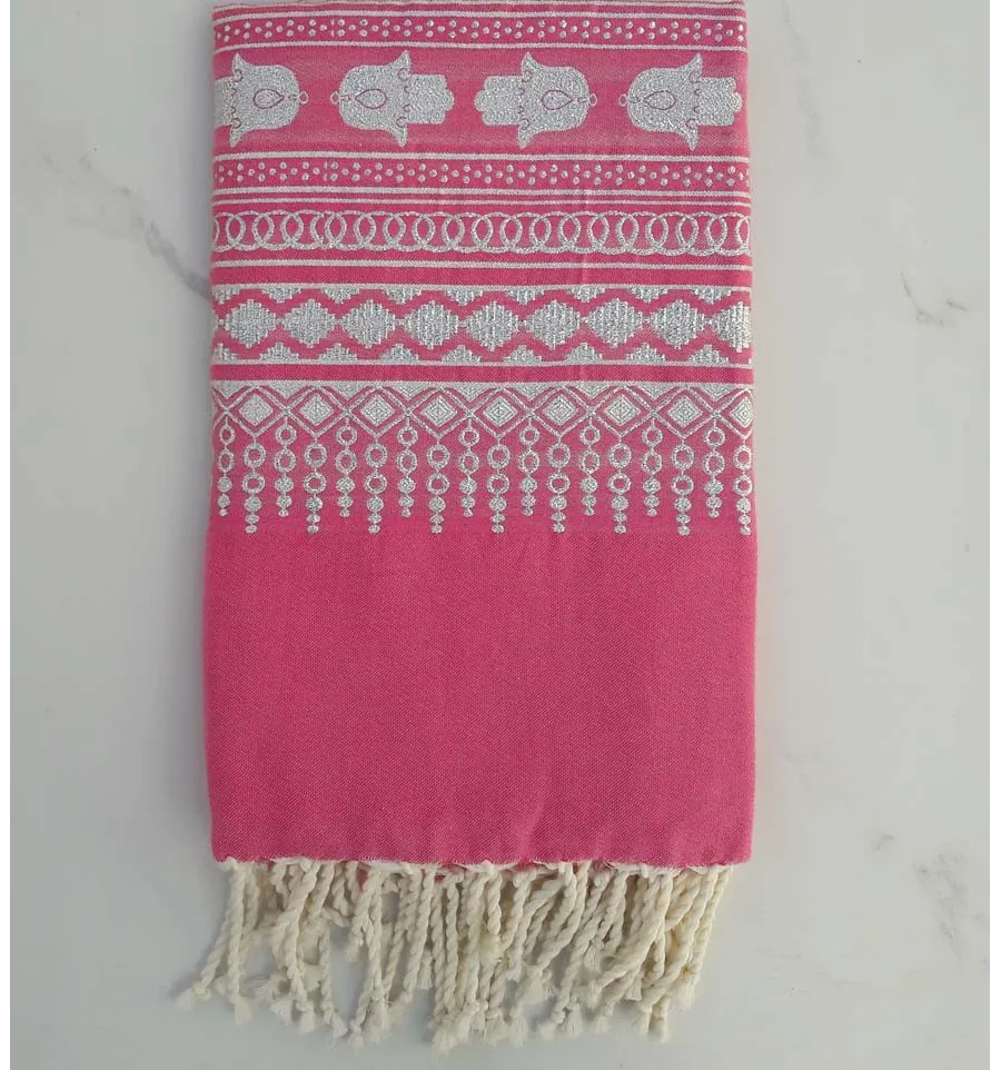 Fouta khomsa fucsia 