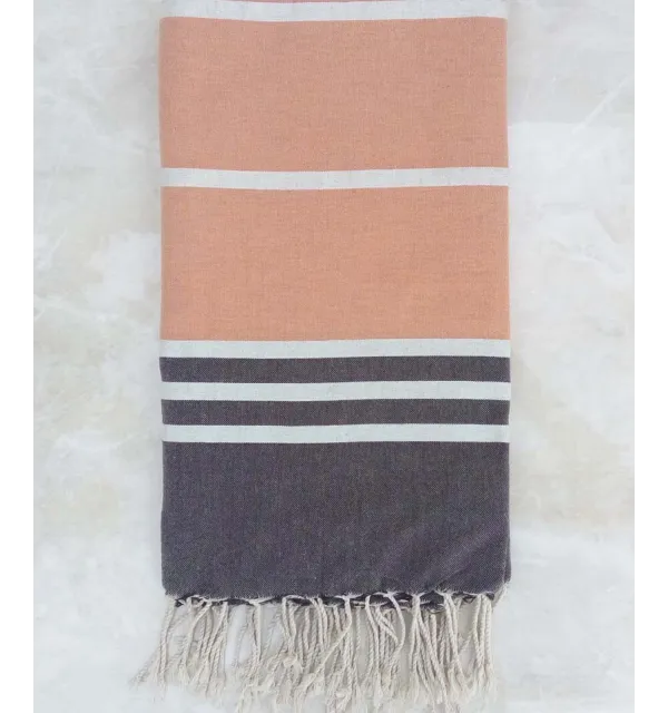 Grande fouta grigio e rosa arancio 