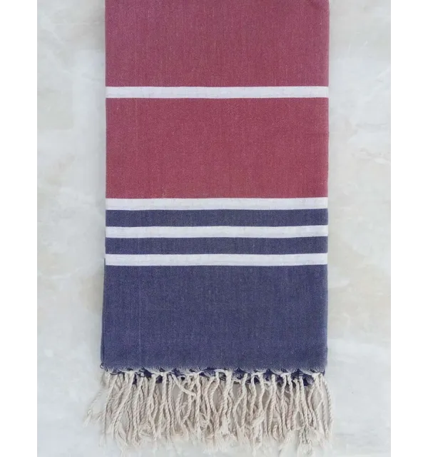 Grande fouta blu e rosso cardinale 