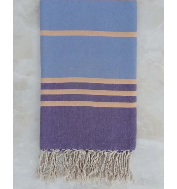 Grande fouta viola, blu e pesca scuro 