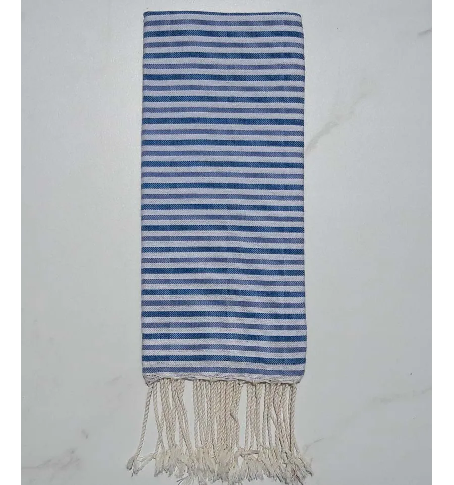 Fouta ziwane blu, blu carrello e bianco 