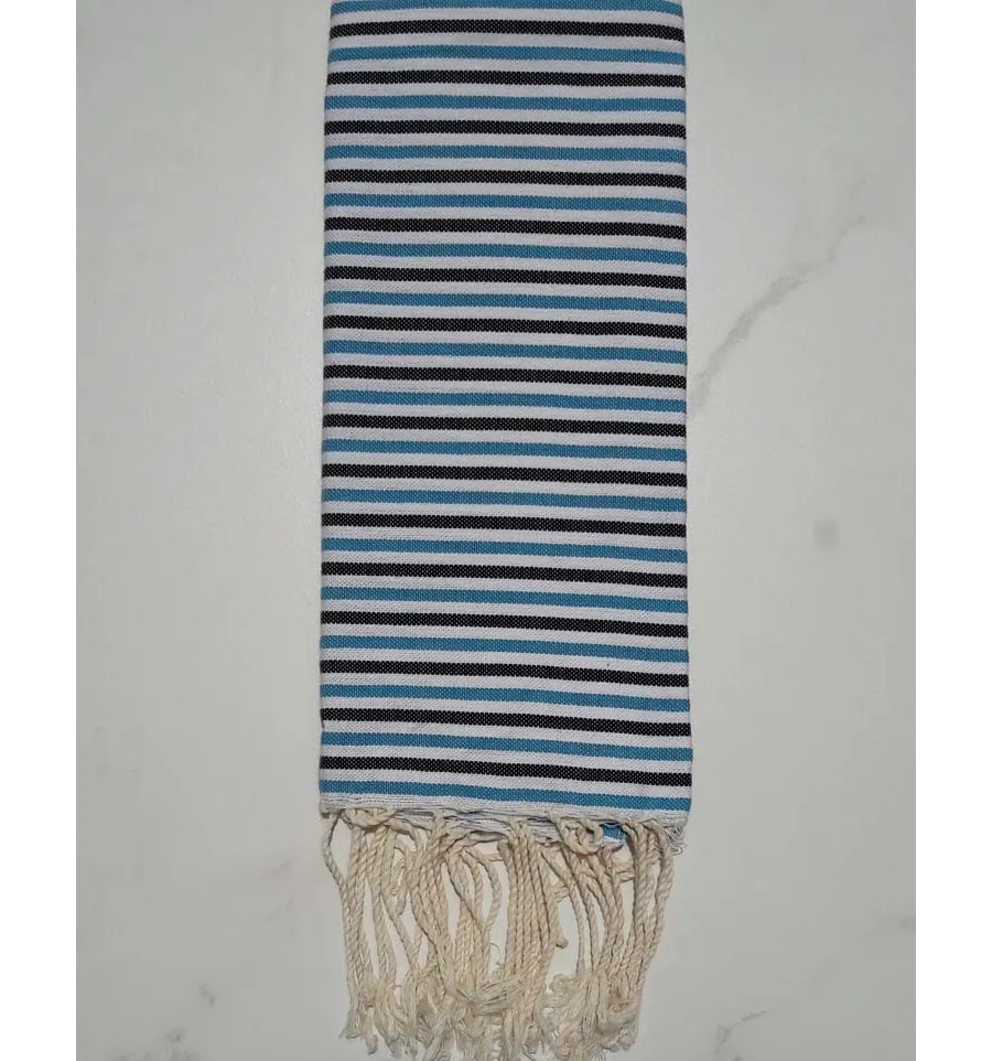 Fouta ziwane azzurro, nero e bianco 