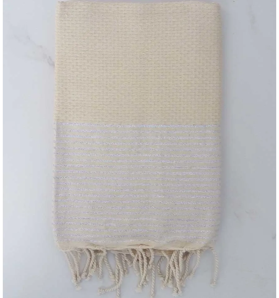 Fouta lurex nido d'ape ecru 