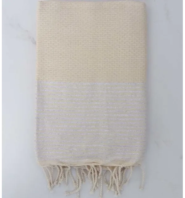 Fouta lurex nido d'ape ecru 