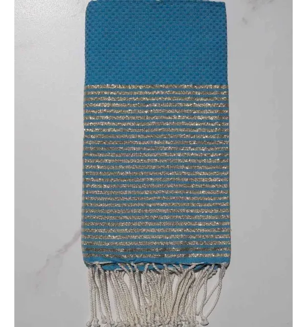 Fouta Lurex nido d'ape blu bondi 