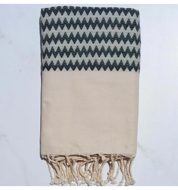 Fouta bianco crema e verde scuro 