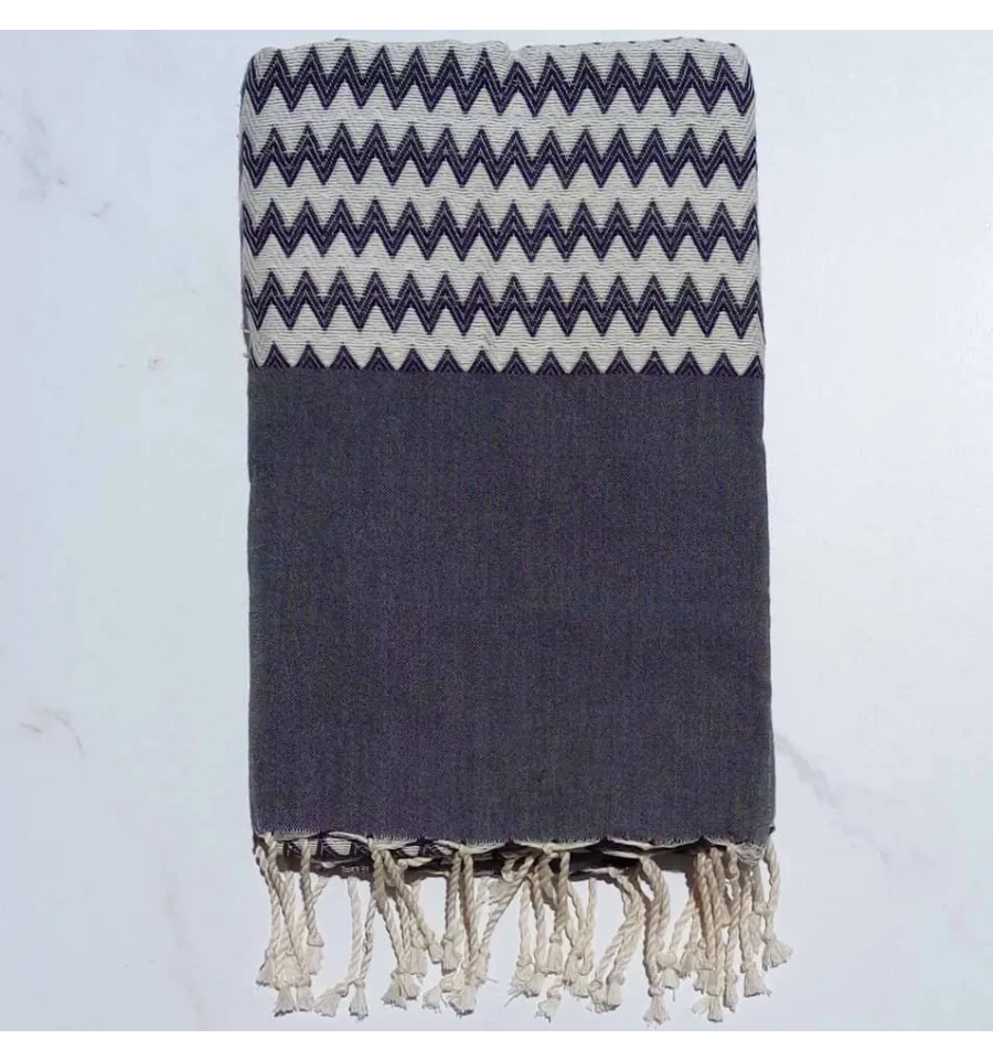 Fouta zigzag grigio scuro 