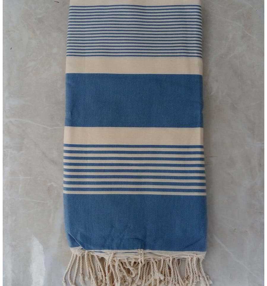 Grande fouta blu medio e bianco 