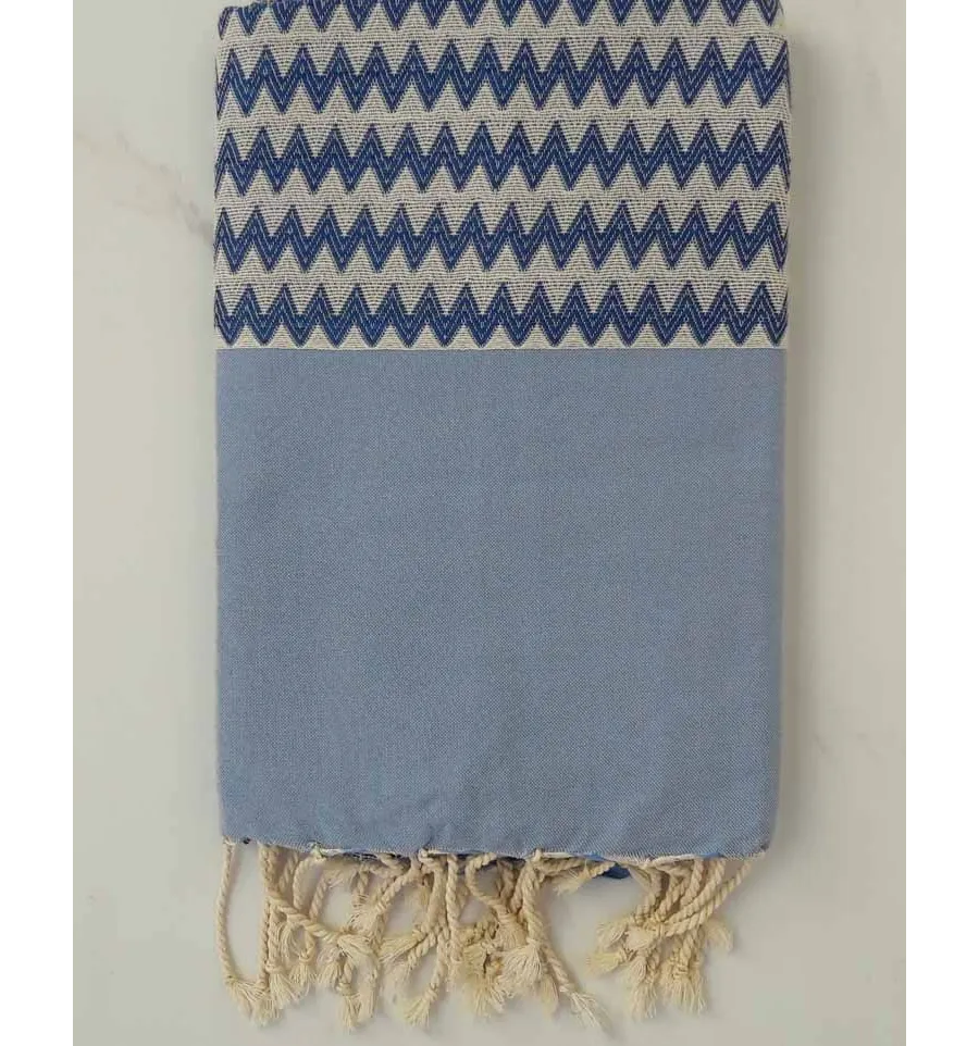 Fouta zigzag blu cielo 