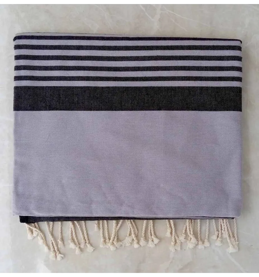 Grande fouta grigio con strisce anthracite 