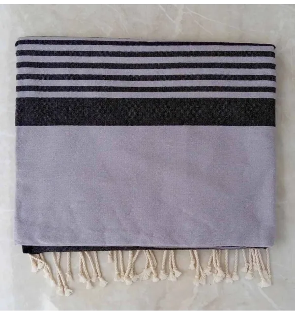 Grande fouta grigio con strisce anthracite 