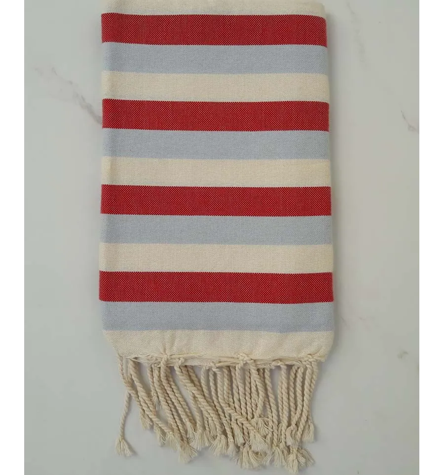 Fouta ziwane blu, rosso e bianco 