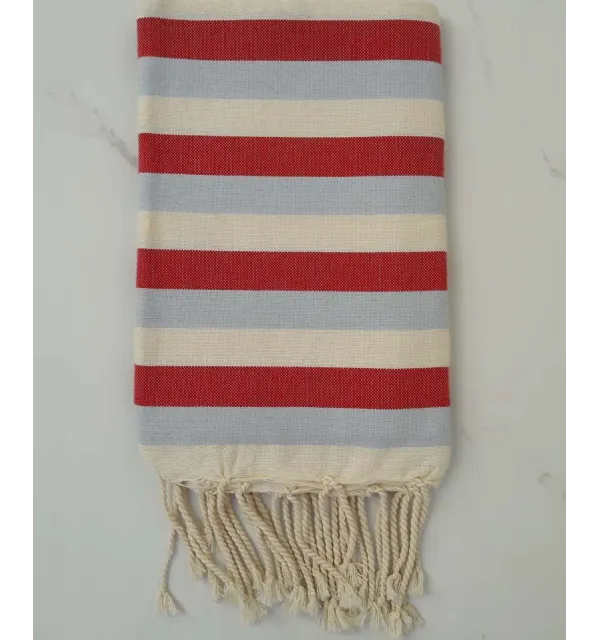 Fouta ziwane blu, rosso e bianco 