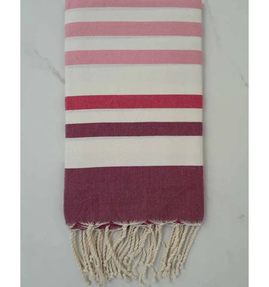 Fouta ziwane rosa, bianco e malva 