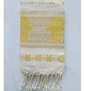 Fouta khomsa giallo con filo lurex 