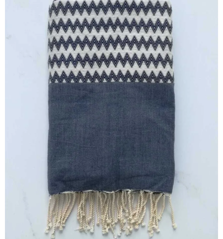 Fouta zigzag blu scuro 