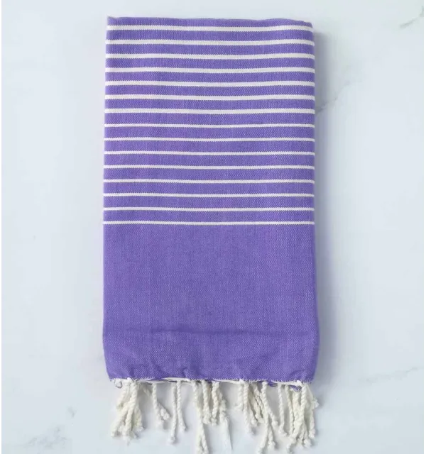 Fouta Piatta ametista con stisce bianche 