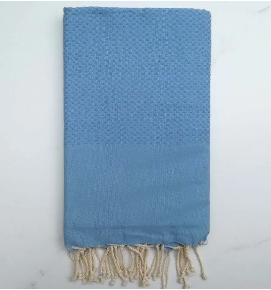 Fouta nido d'ape unita blu maya 