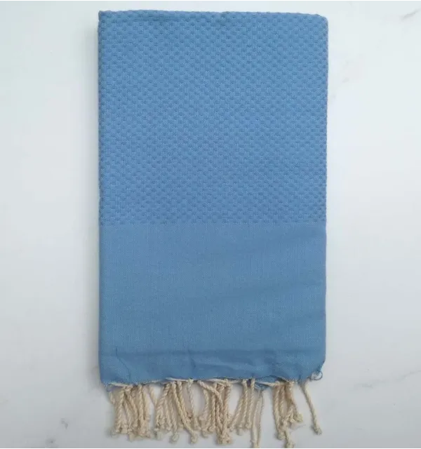 Fouta nido d'ape unita blu maya 