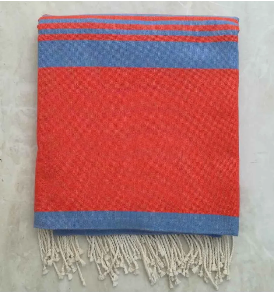 Grande fouta Scarlatto con strisce blu 