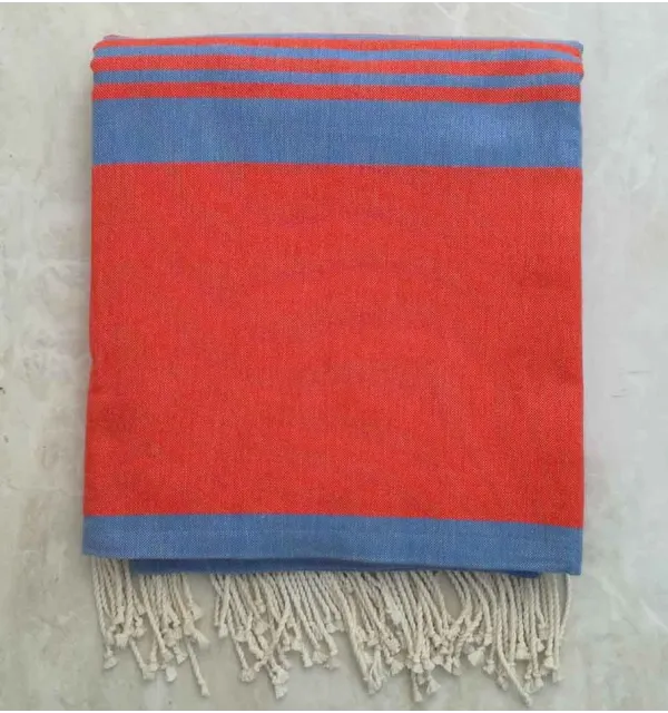 Grande fouta Scarlatto con strisce blu 