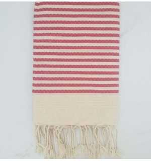 Fouta nido d'ape con strisce rosa scuro continue 