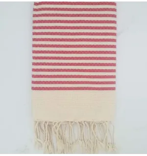 Fouta nido d'ape con strisce rosa scuro continue 