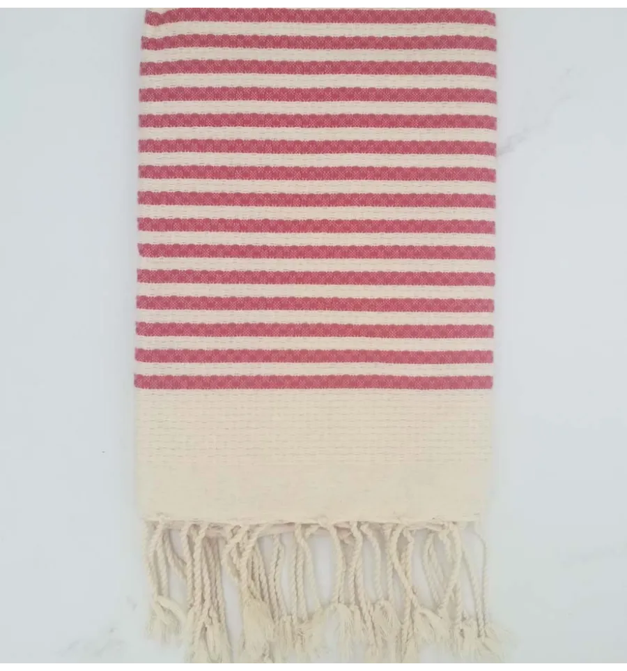 Fouta nido d'ape con strisce rosa scuro continue 