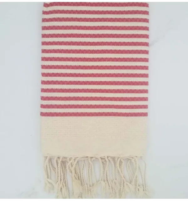 Fouta nido d'ape con strisce rosa scuro continue 