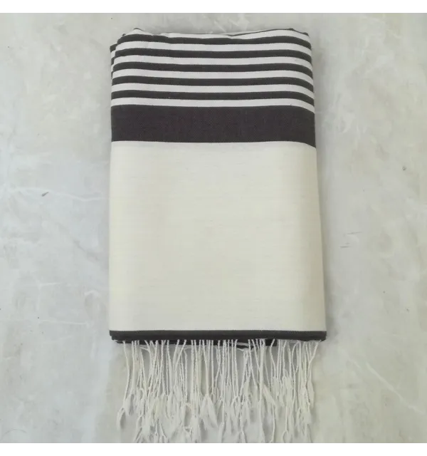 grande fouta bianco crema e taupe 