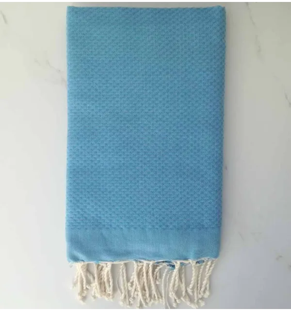 Fouta nido d'ape unita blu acciaio 