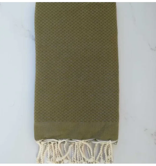 Fouta nido d'ape unita verde olivastro 