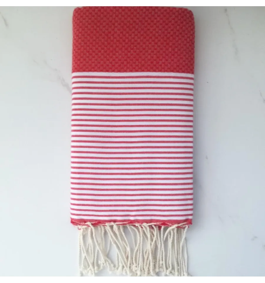 Fouta nido d'ape rosso ciliegia 