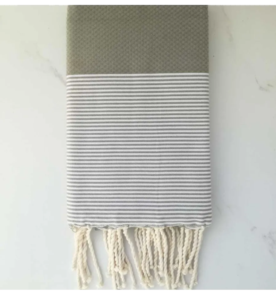 Fouta nido d'ape beige verdastro 