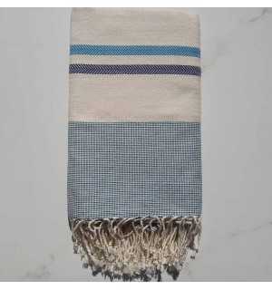 fouta chevron bianco crema e blu 