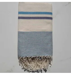 fouta chevron bianco crema e blu 