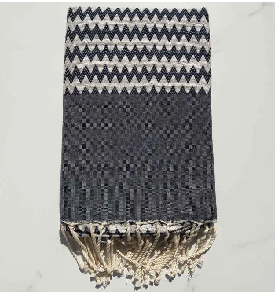 Fouta zigzag jeans blu scuro 