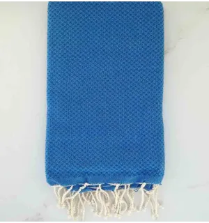 FOUTA nid d'abeille unie bleu azur Fouta Tunisia - 1 2