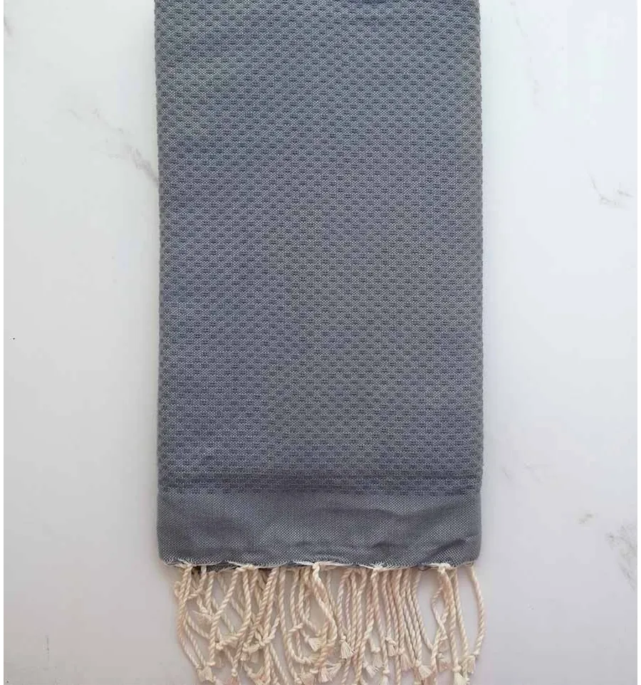 Fouta nido d'ape unita  grigio blu scuro 