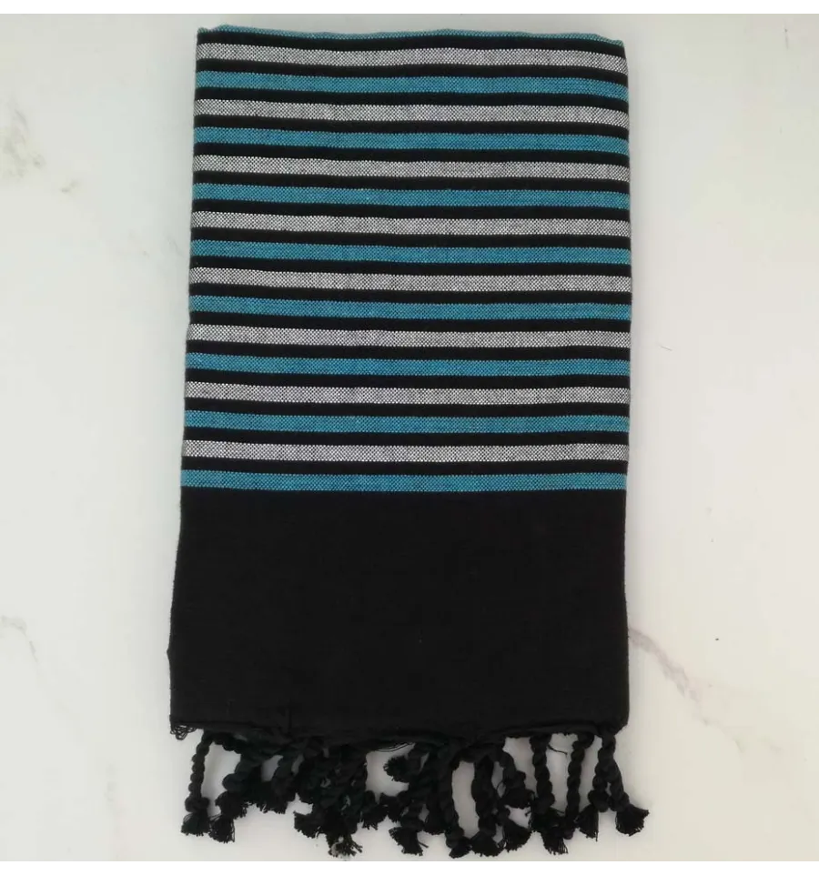 Fouta Lurex nero e blu 