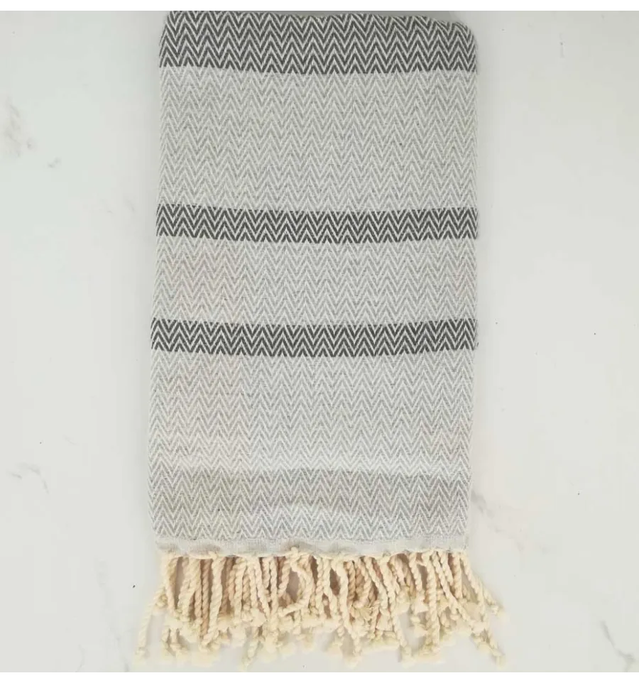 Fouta chevron grigio e grigio medio 