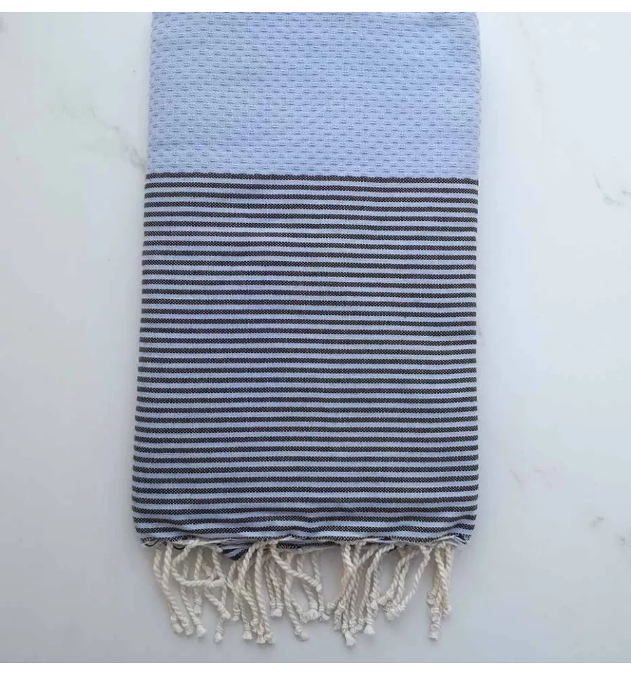 Fouta nido d'ape ametista con strisce nere 