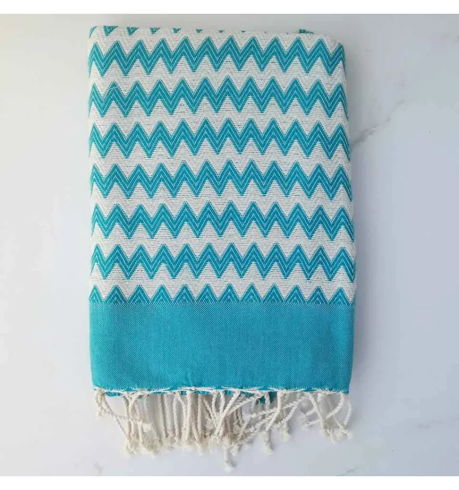 Fouta zigzag Blu Bondi 